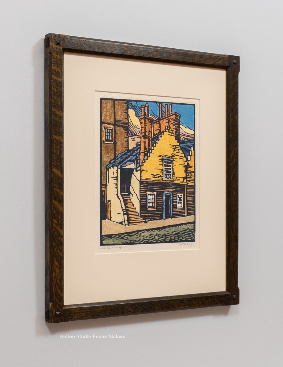 Framing "Old Edinburgh," a William Seltzer Rice Woodblock Holton