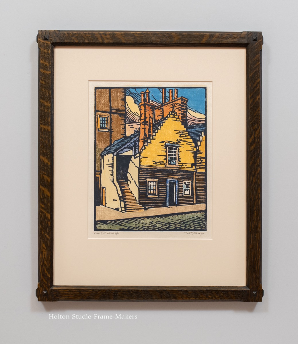 Framing "Old Edinburgh," a William Seltzer Rice Woodblock Holton