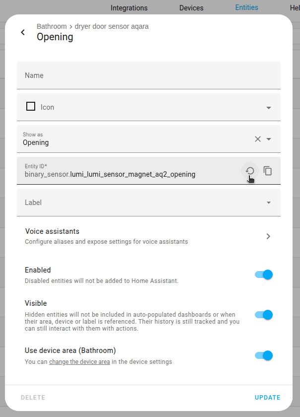 Customizing entities Home Assistant