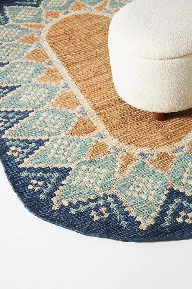 Blue Oval Jute Rug Interior Design Ideas