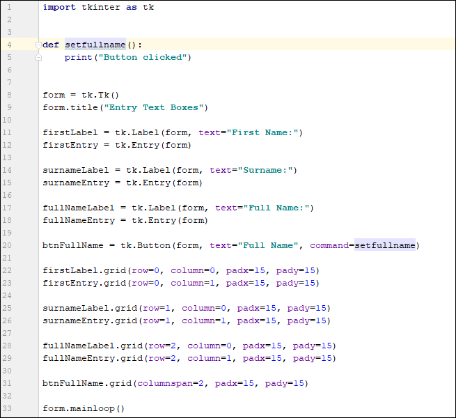 Python Tkinter button widget