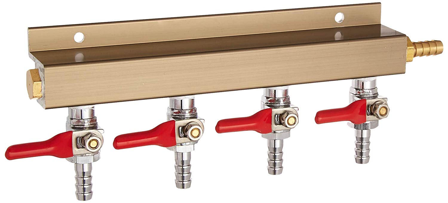 4 Way CO2 Manifold with Check Valves [Serve Multiple Kegs] Homebrew Finds