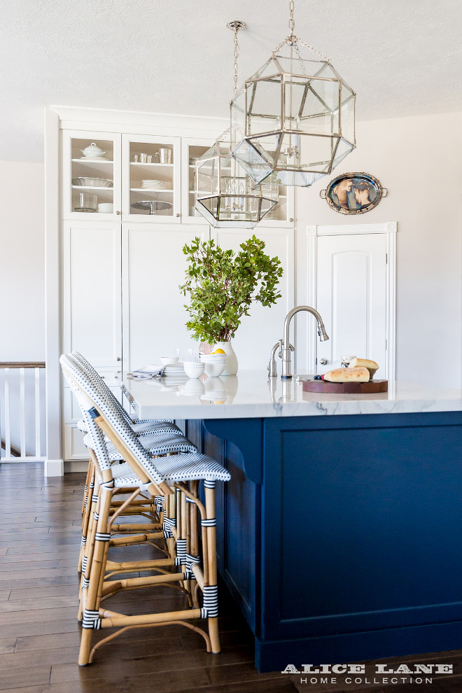 White Kitchen with Navy Blue Island Reno Ideas Home Bunch Interior