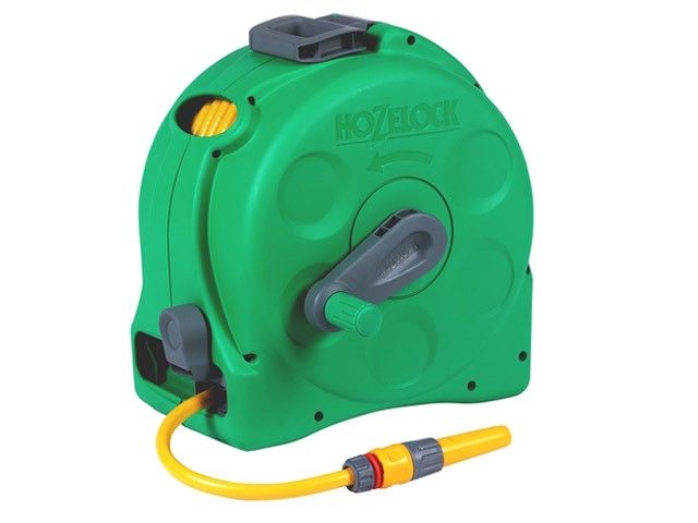 Hozelock 2 in 1 Compact Enclosed Reel & 25m hose & fittings/nozz (2415