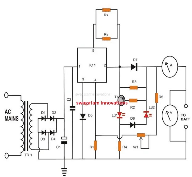 12v Battery Charging Circuit Using Lm317 - Circuit Diagram
