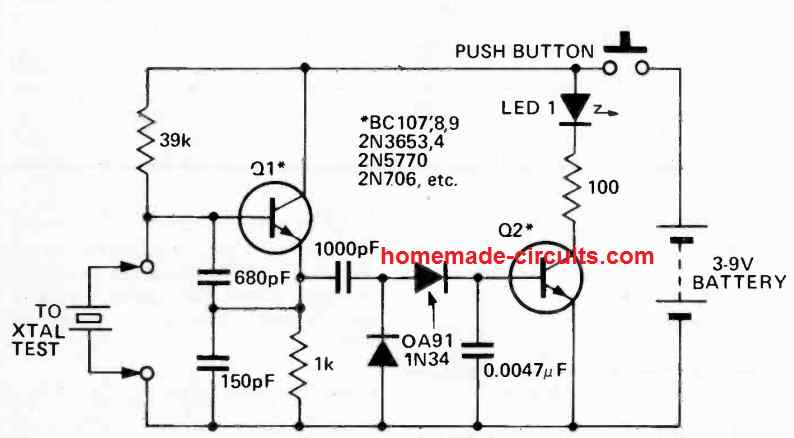 Crystal Oscillator Test Circuit Diagram - Circuit Diagram