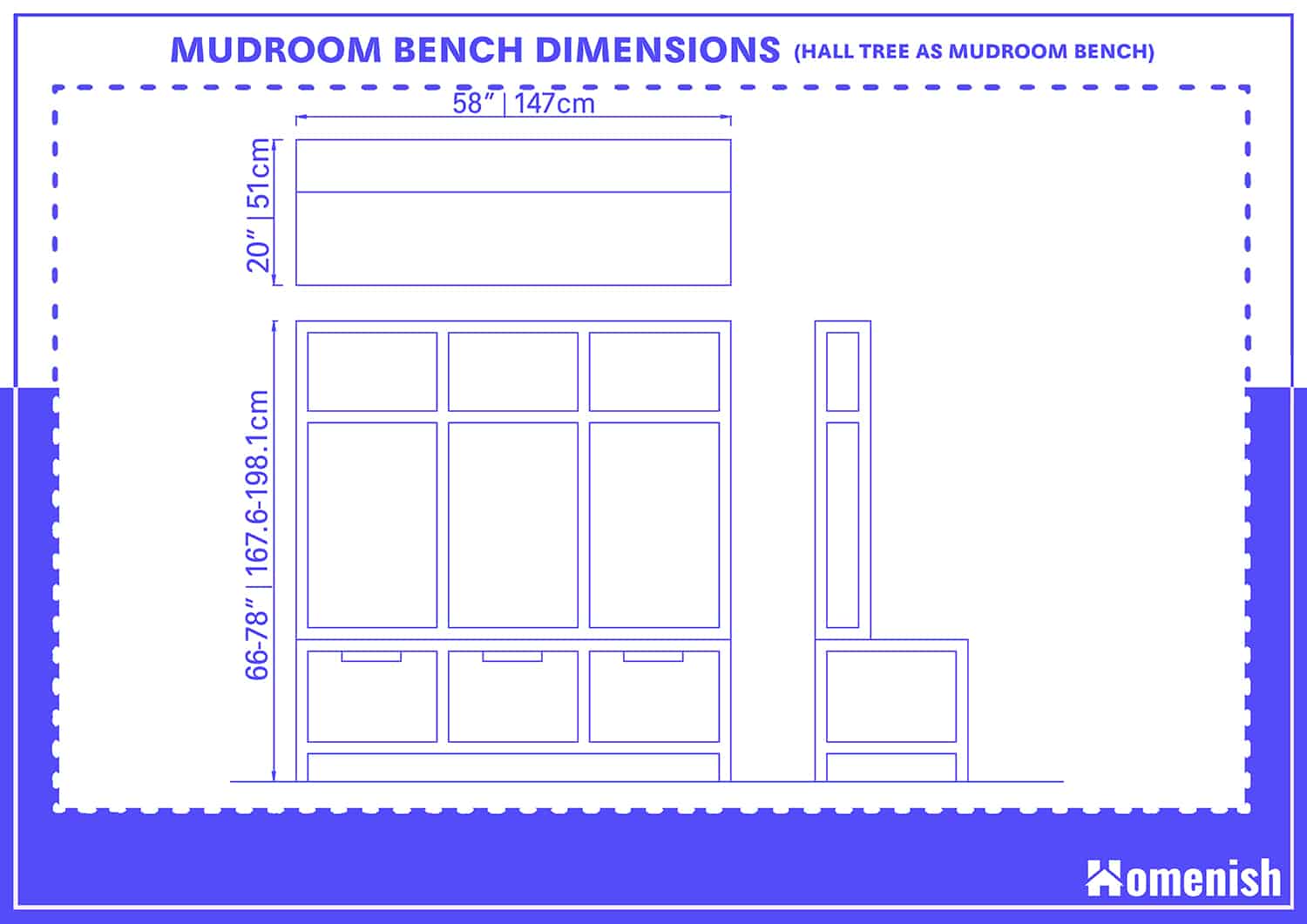 Guide to Mudroom Bench Dimensions (with 3 Drawings) Homenish