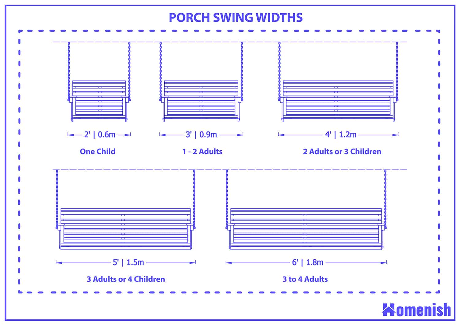 What Are the Porch Swing Sizes? (with 4 Drawings) Homenish