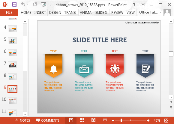 Animierte Ribbon Pfeile Infografik PowerpointVorlage
