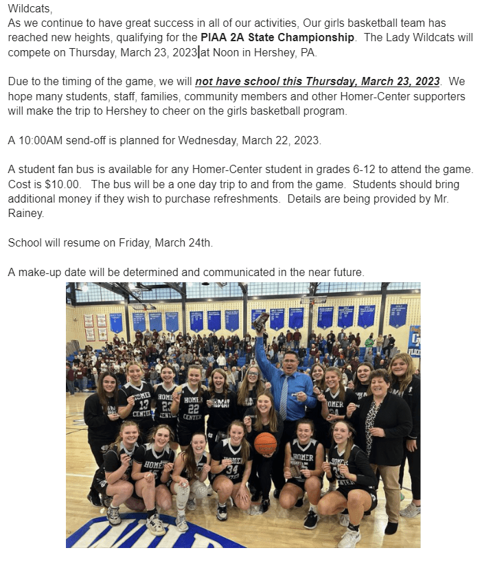 Wildcats to the 2023 PIAA Class 2A State Championship HomerCenter