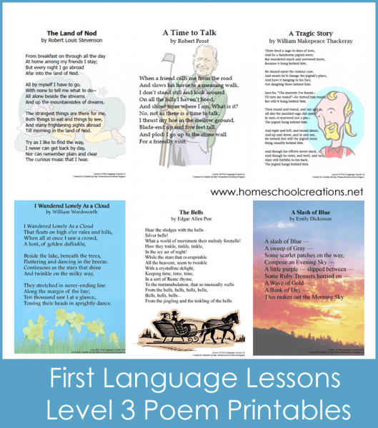 First Language Lessons Poem Printables First Language Lessons Poem Printables