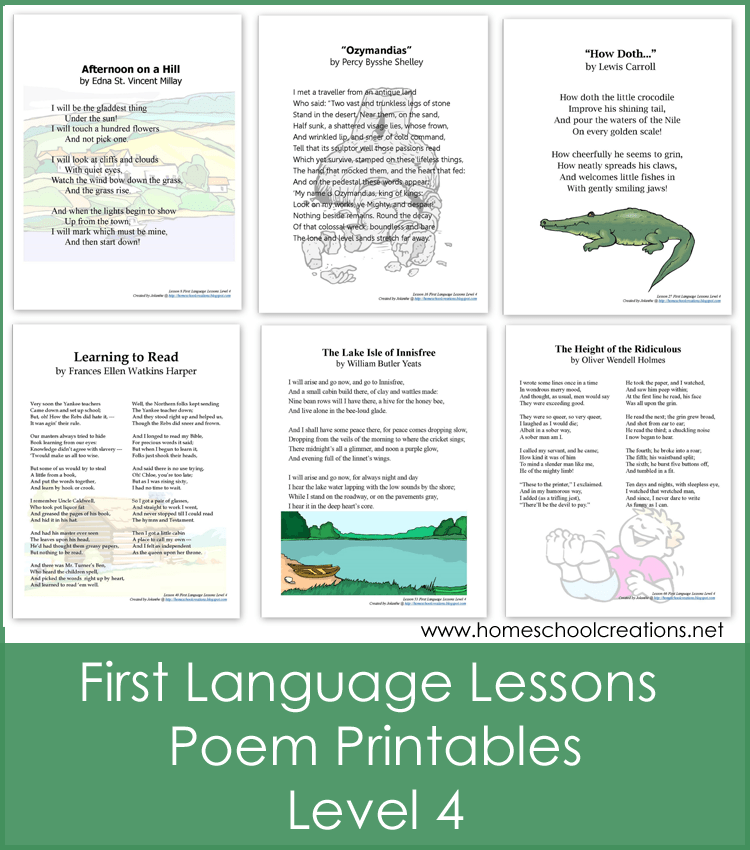 First Language Lessons Poem Printables First Language Lessons Poem Printables