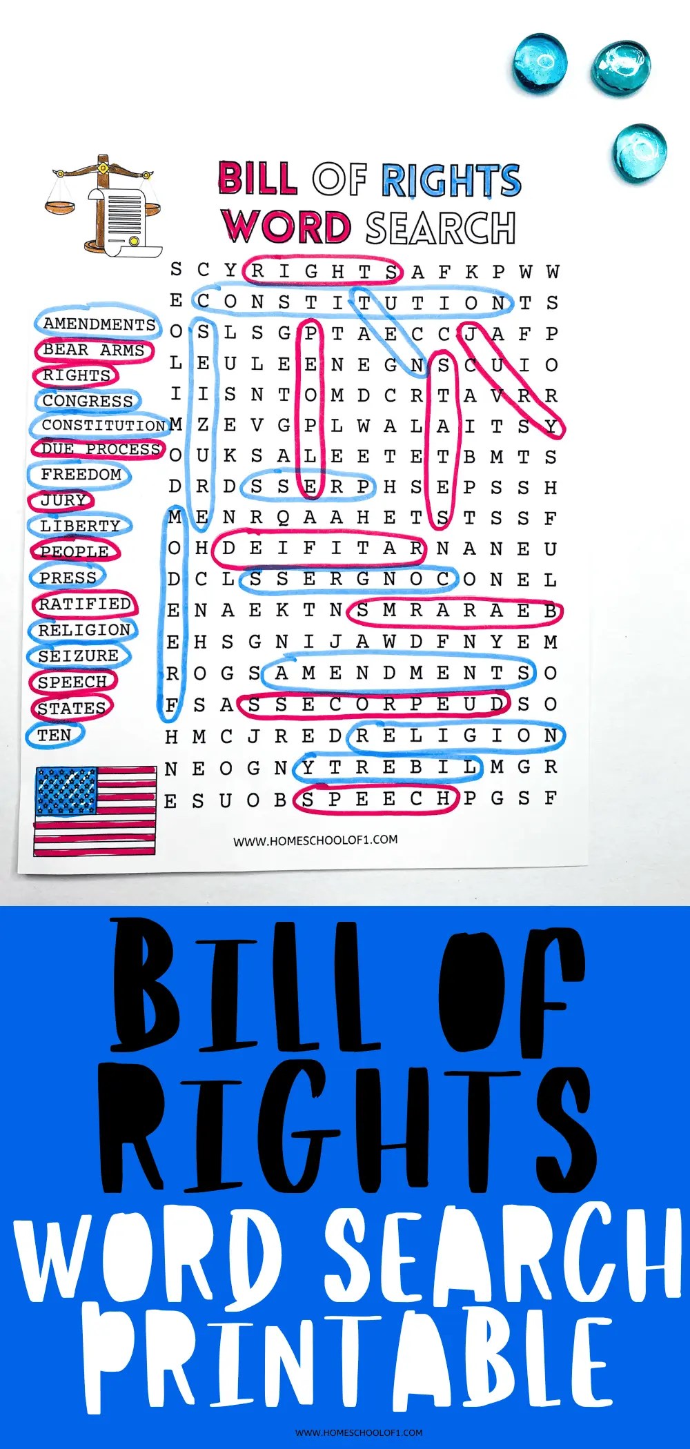 Bill of Rights Word Search (Free Printable)