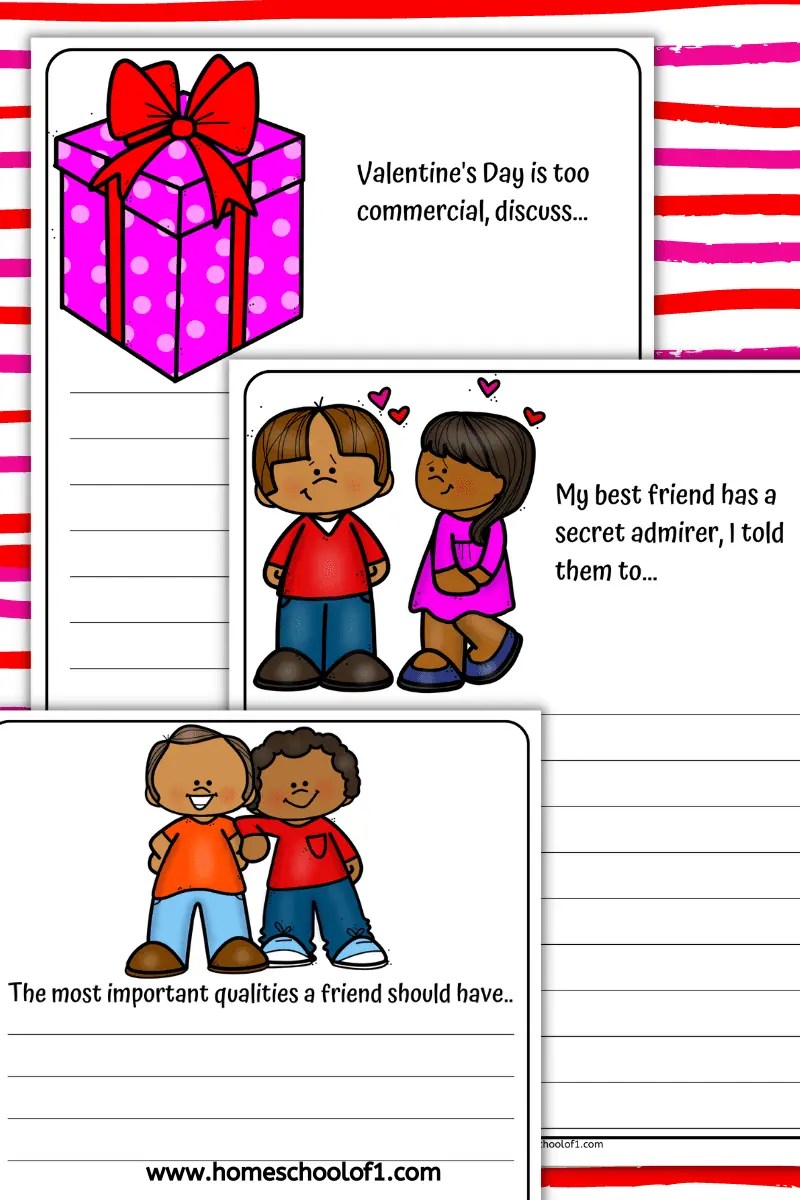 Valentine's Day Writing Prompts (11 free worksheets)