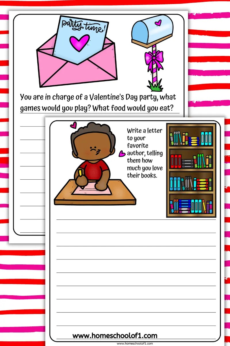 Valentine's Day Writing Prompts (11 free worksheets)