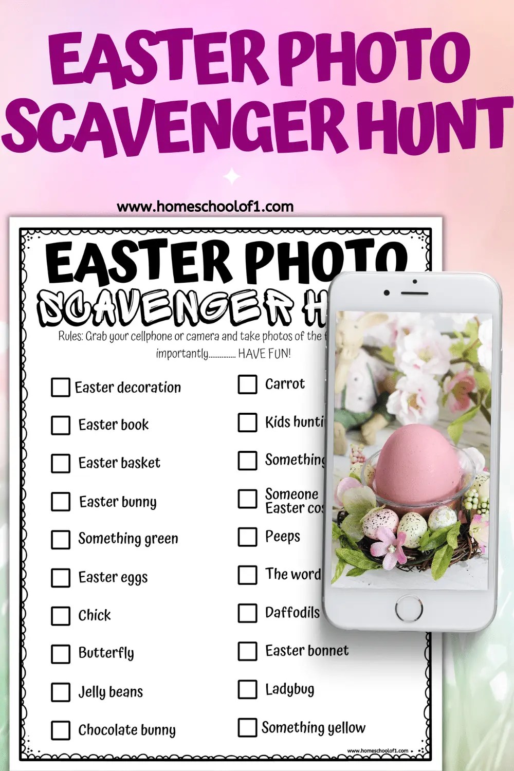 Easter Photo Scavenger Hunt for Teens (free printable)