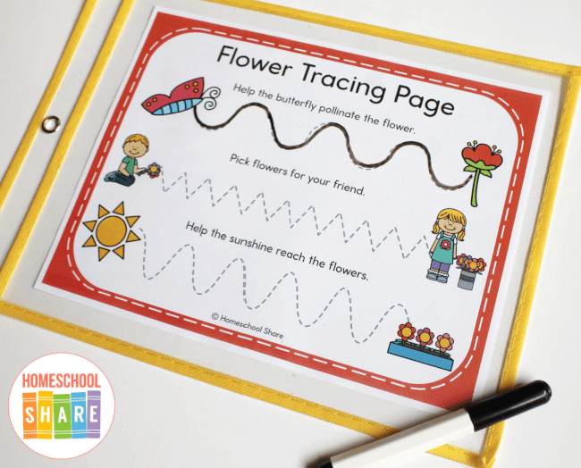 Free Printable Flower Tracing Lines Worksheets Homeschool Share