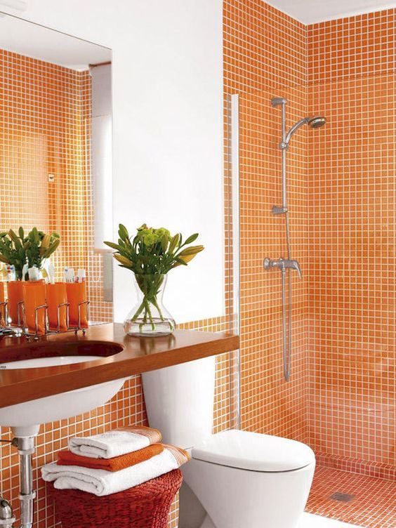 Small Bathroom Design Ideas With Orange Color