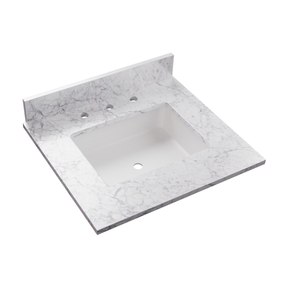 CARRARA WHITE MARBLE VANITY TOP 24.5 with BACKSPLASH and SINK Home Surplus