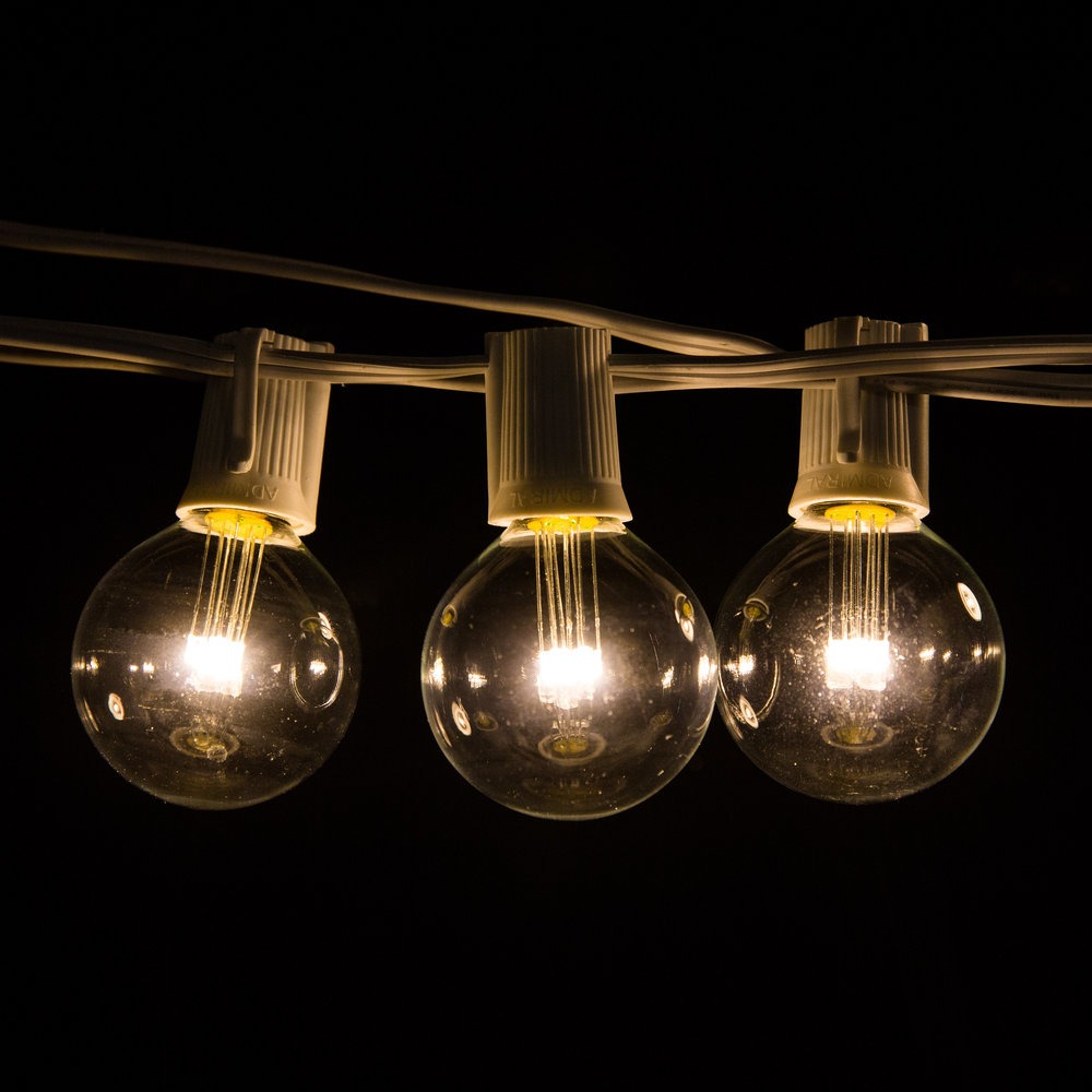G40 LED Warm White String Light Sets White Wire Hometown Evolution Inc.