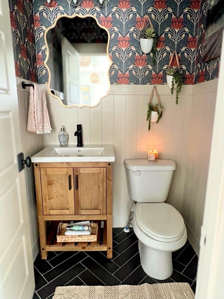 Chic Boho Half Bathroom Renovation Honeybear Lane