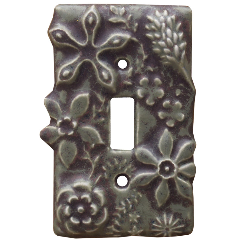 Flowers Ceramic Art single toggle light switch cover, hand made light