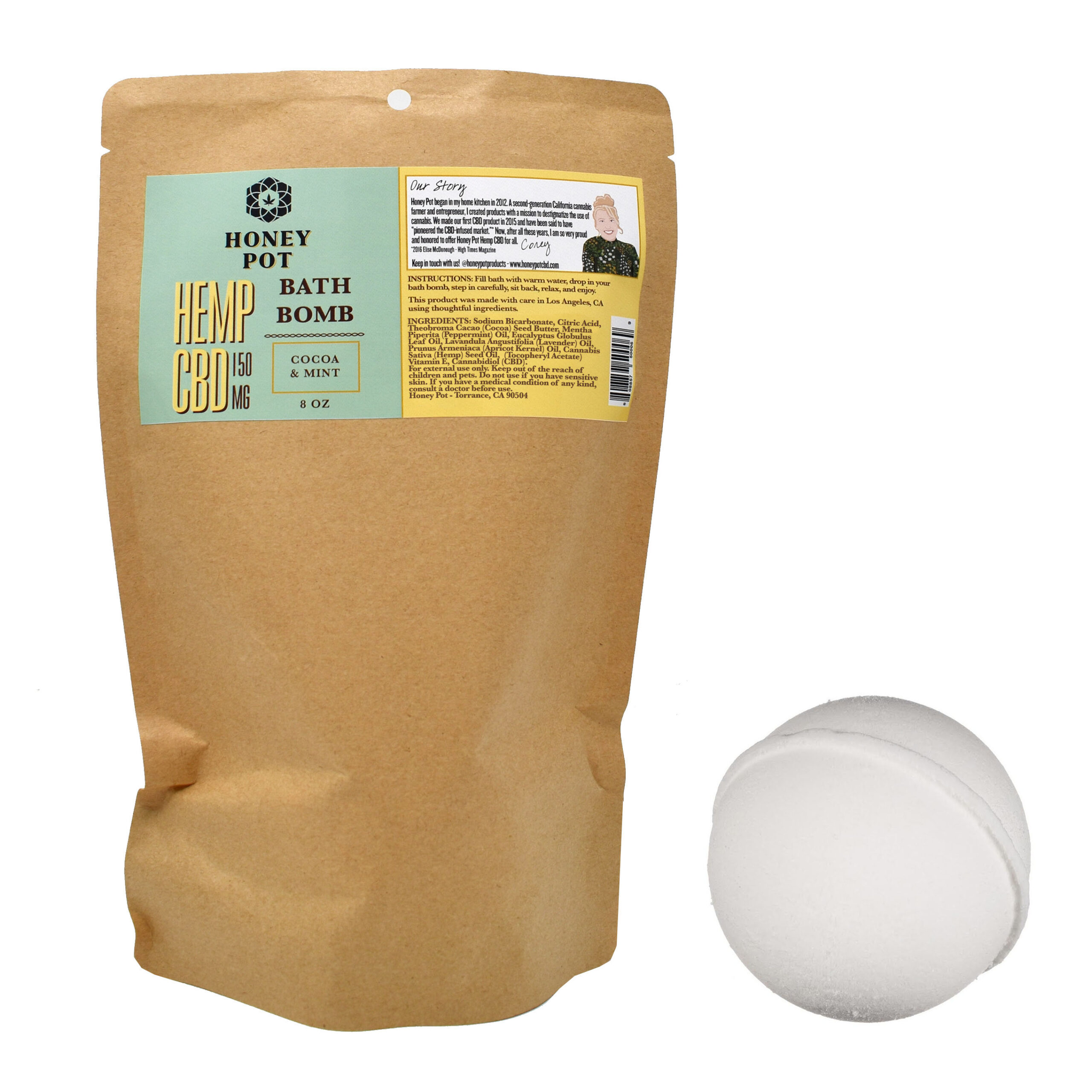 Cocoa & Mint CBD Bath Bomb Honey Pot Hemp CBD Bath Bombs