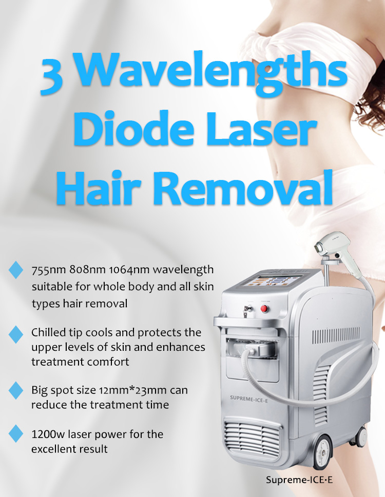 Supreme ICEE 755 808 1064 3 Wavelengths Diode Laser Hair Removal