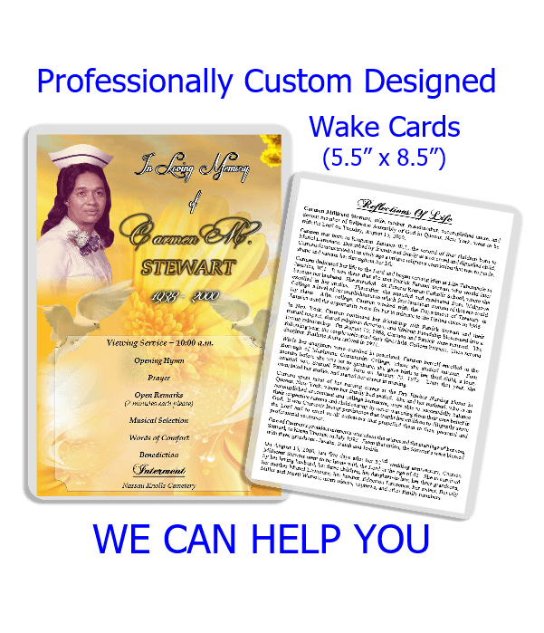 Customized Wake Card Design (We Help) Honor You Memorial Products