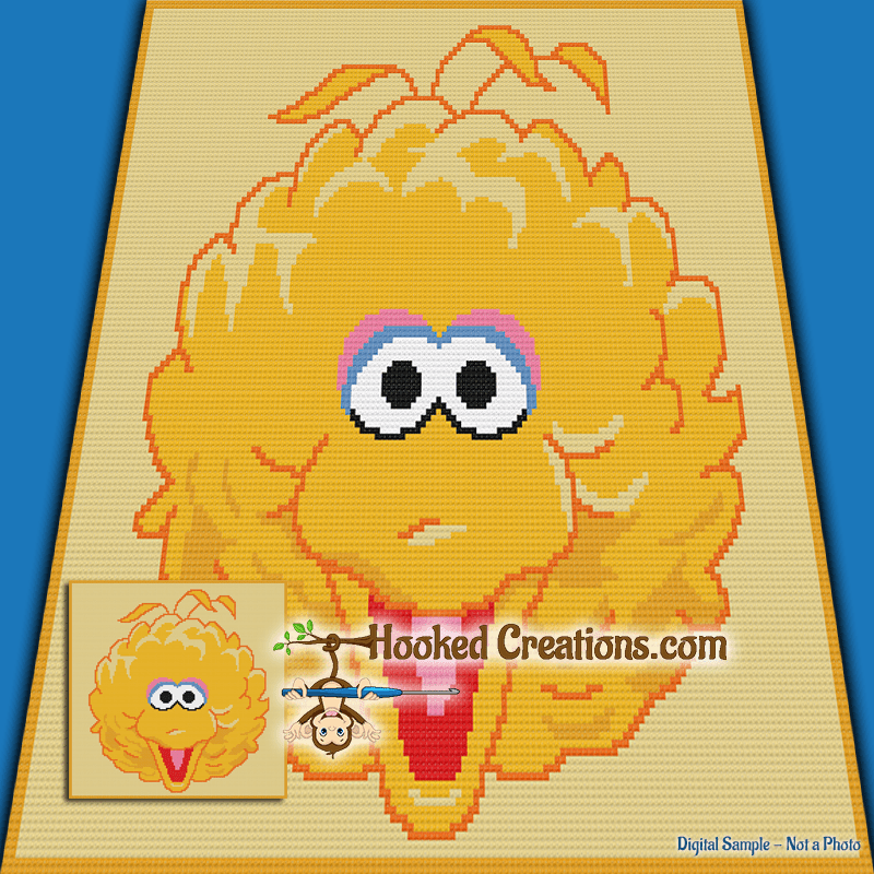 Big Bird SC (Single Crochet) Baby Blanket Graphghan Crochet Pattern
