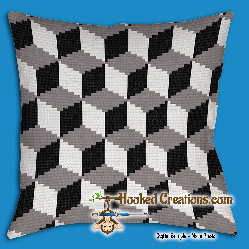 Blocky SC (Single Crochet) Throw Pillow Graphghan Crochet Pattern PDF