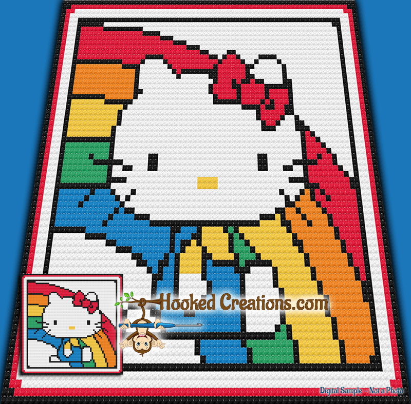 Hello Kitty C2C (Corner to Corner) Square Throw Sized Blanket Graphghan