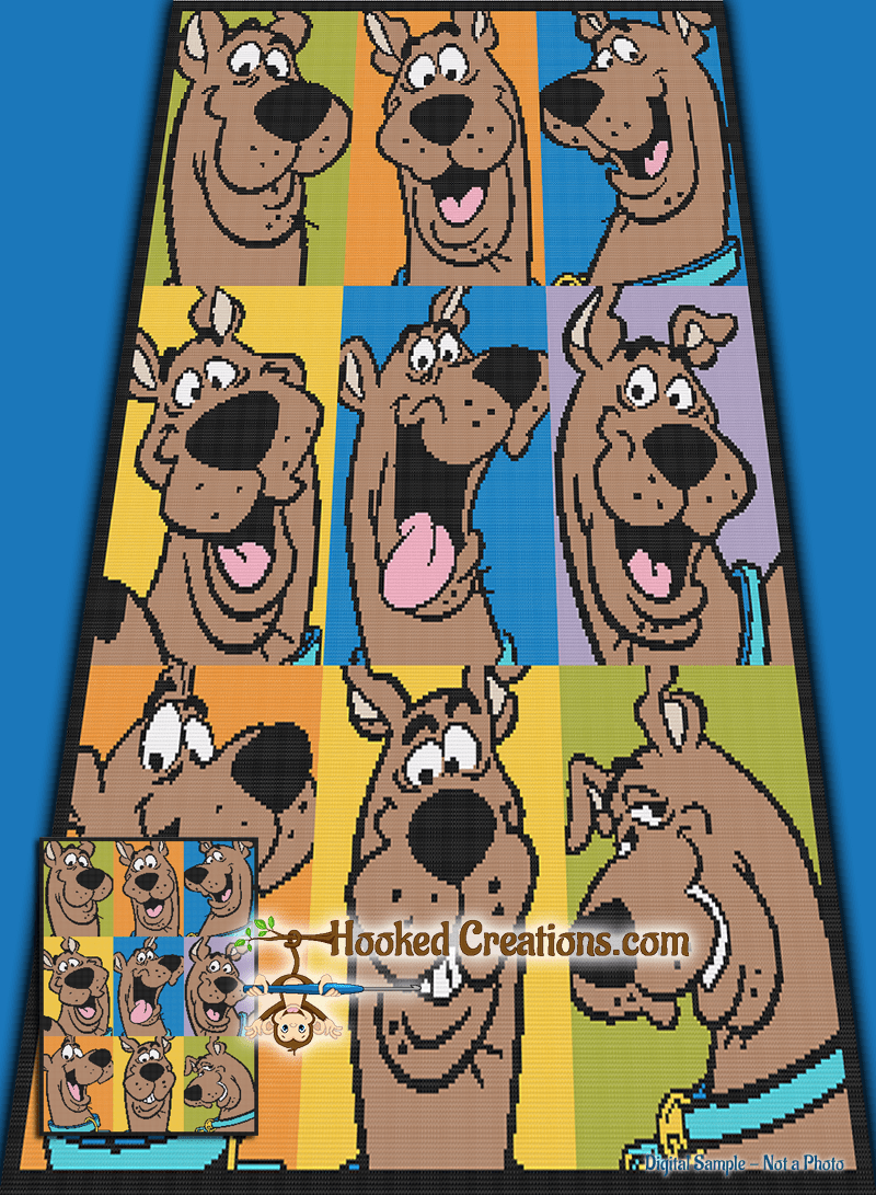 Many Faces of Scooby SC (Single Crochet) Twin Sized Blanket Graphghan