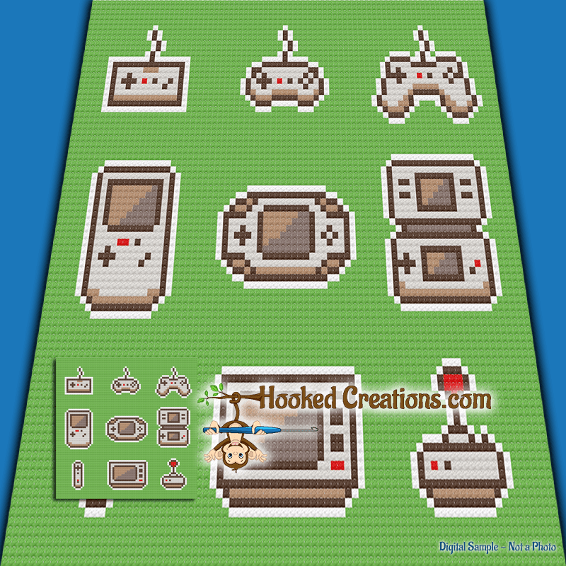 Video Game Obsessed C2C (Corner to Corner) Square Throw Sized Blanket Graphghan Crochet Pattern