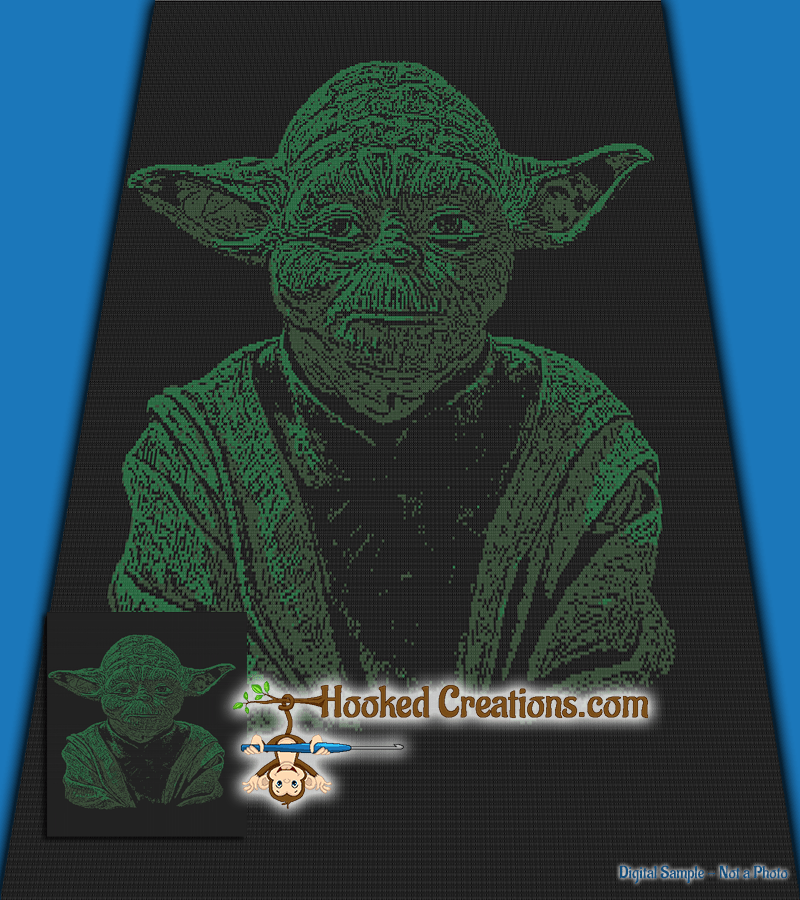 Yoda SC (Single Crochet) Full Sized Blanket Graphghan Crochet Pattern