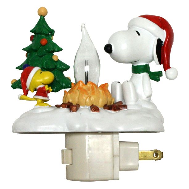 Snoopy Christmas Campfire Flickering Night Light Hooked on Ornaments