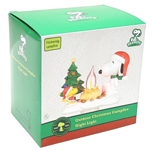 Snoopy Christmas Campfire Flickering Night Light Hooked on Ornaments