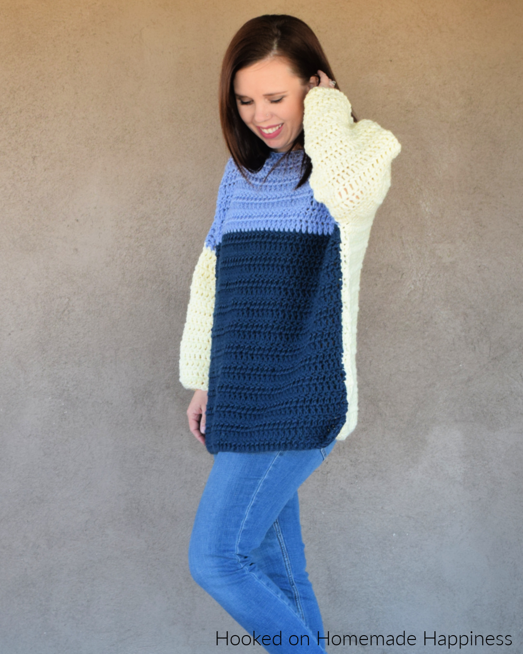 Oversized Color Block Crochet Sweater Pattern Hooked on Homemade