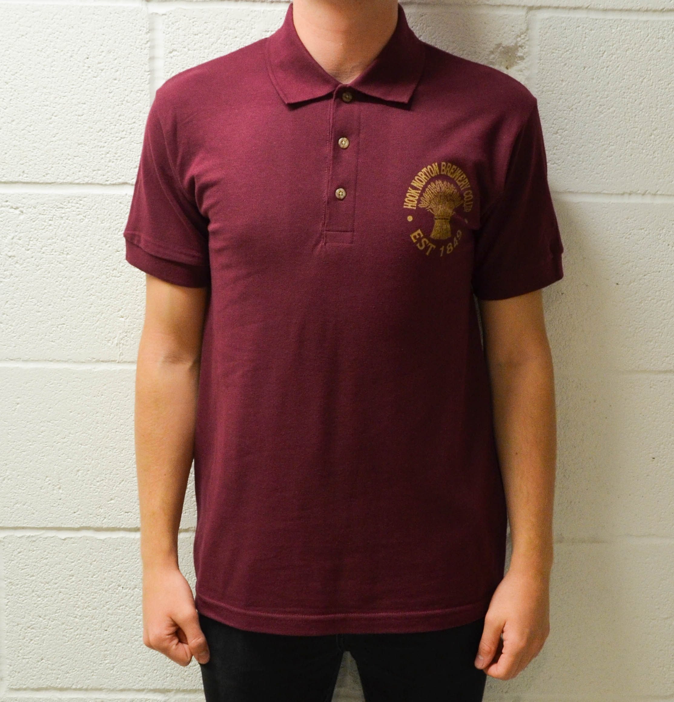 Burgundy Traditional Polo Shirt Hook Norton Brewery