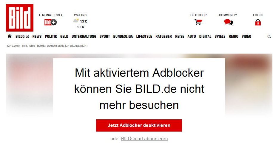 Social Media So reagiert das Netz auf die AdblockerBlockade von Bild.de
