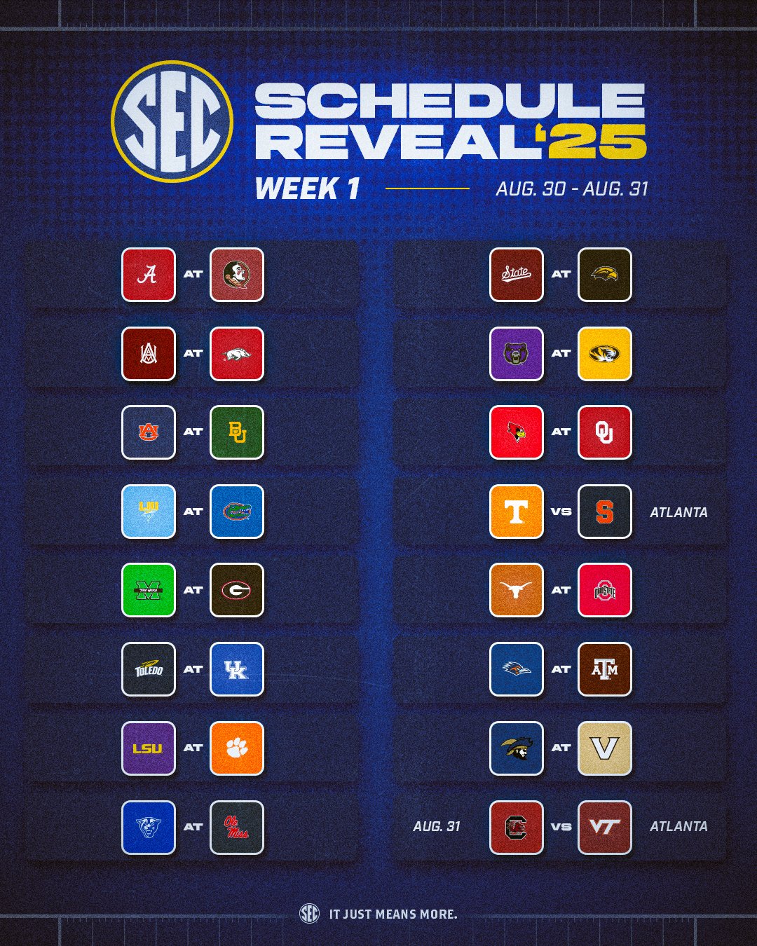 2025 SEC Schedule Hornfans
