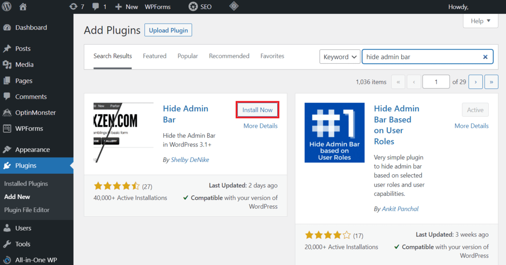 WordPress Hide Admin Bar For All and Specific Users