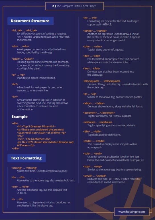 HTML Cheat Sheet in PDF and JPG (New HTML5 Tags Included) 2022