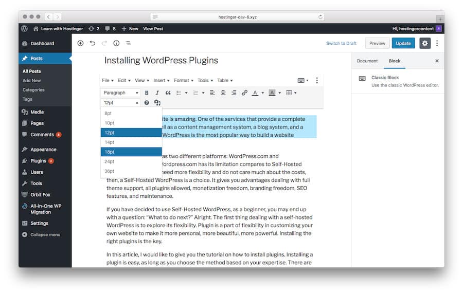How to Change Font Size in WordPress (Using 2 Methods)