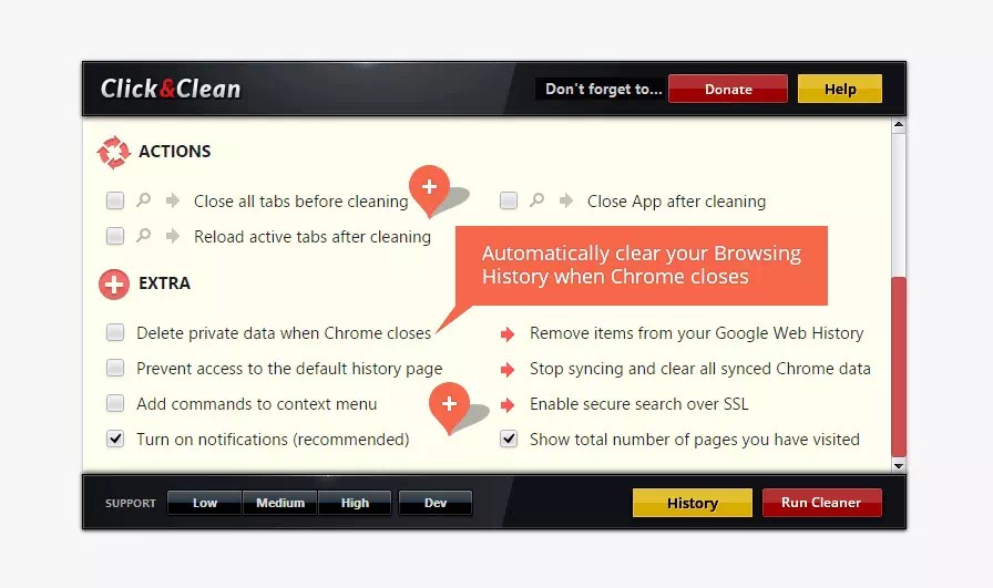 Screenshots Click&Clean for Google Chrome™