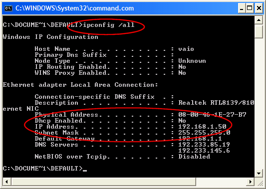 FAQ Assign Static IP Address (Windows XP)