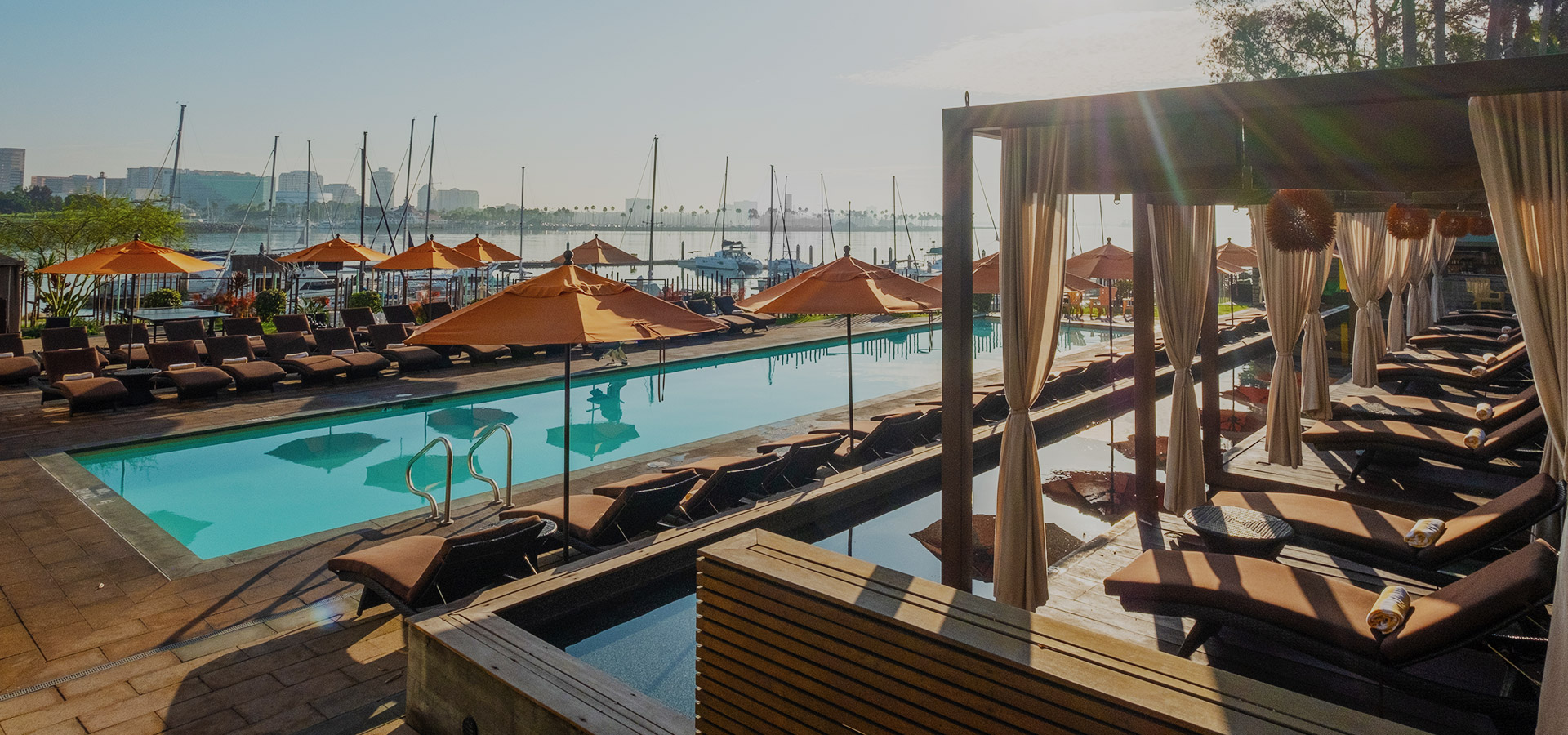 Reserve a Cabana Hotel Maya Pool Area Long Beach. CA Hotel