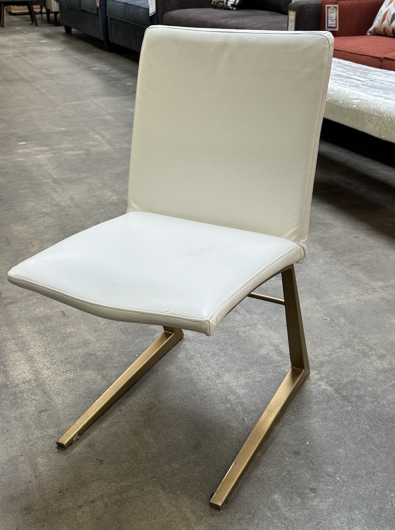 Hotel Surplus Mariposa Chair White TopGrain Leather Gold Base