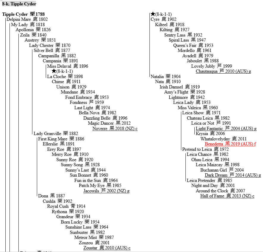 LINEAGE OF THOROUGHBRED