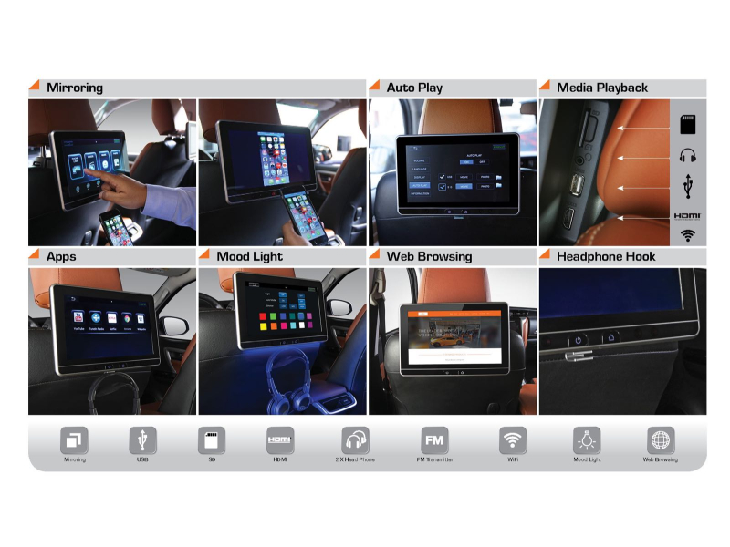 Rear Seat Entertainment 10.1" HD / Wifi / Mirror Link HotTracks